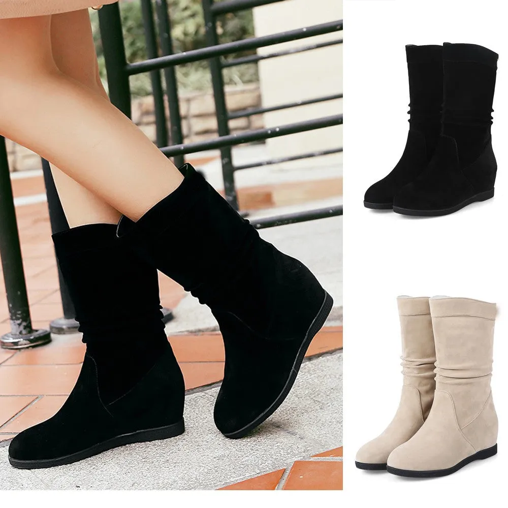 Winter  Women's Thick  Bottom  Round-Toe  Middle Boots