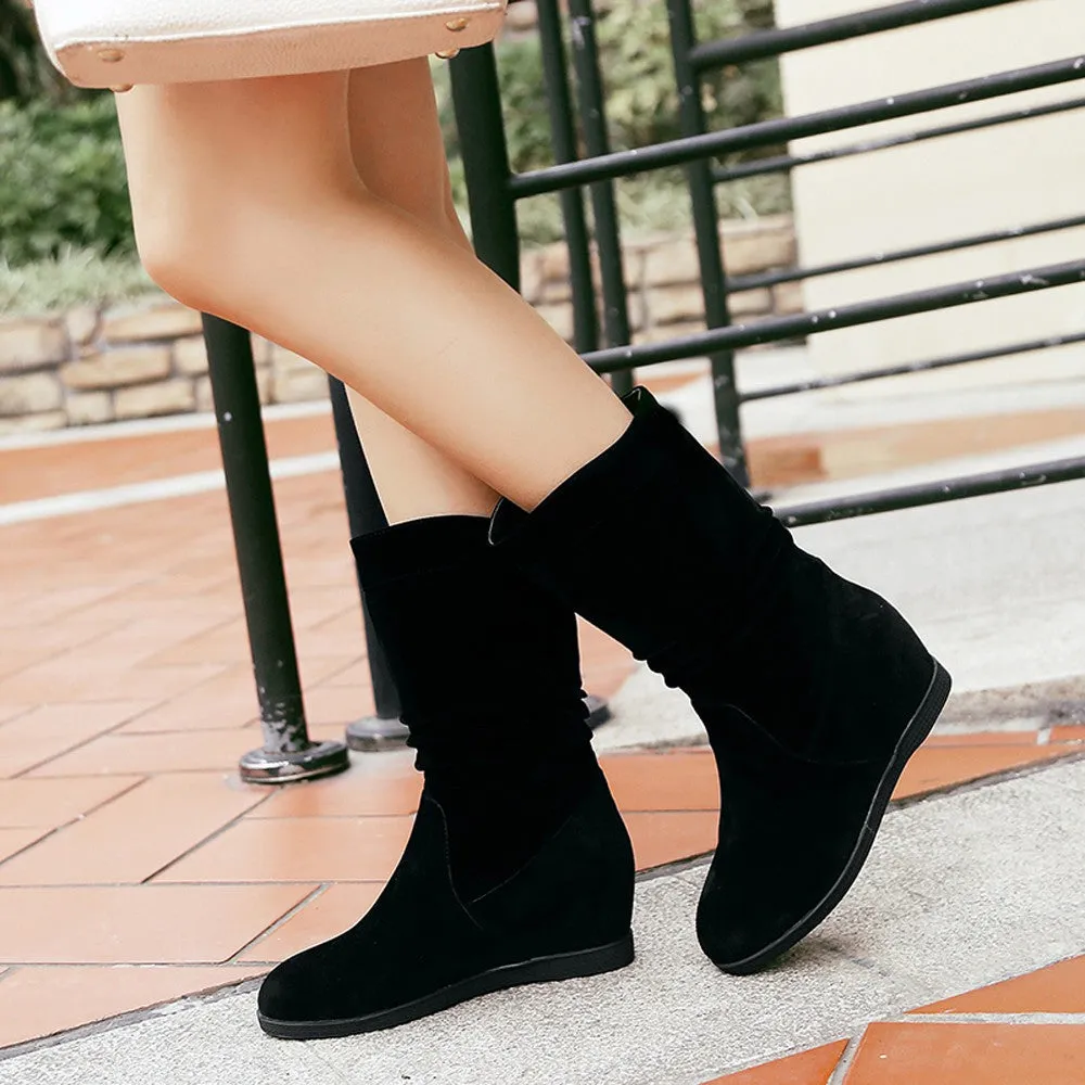 Winter  Women's Thick  Bottom  Round-Toe  Middle Boots