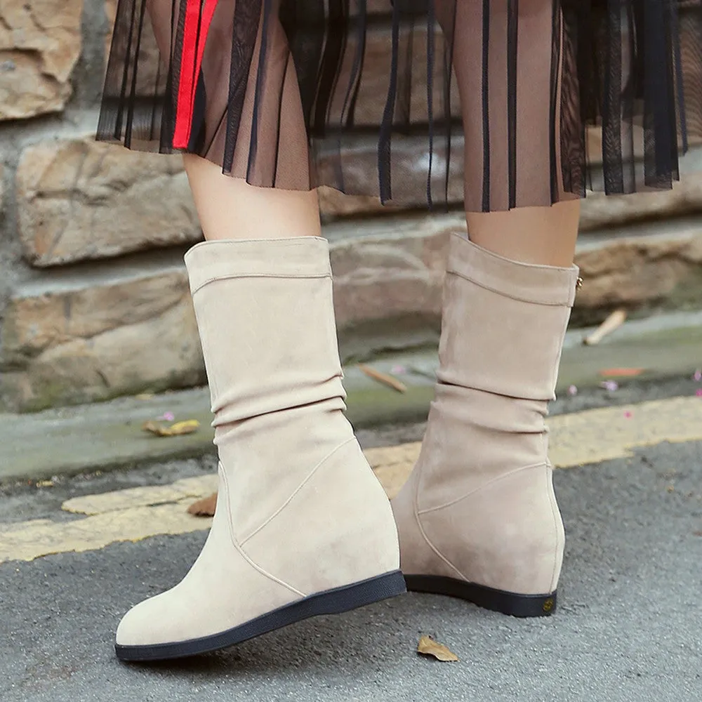 Winter  Women's Thick  Bottom  Round-Toe  Middle Boots