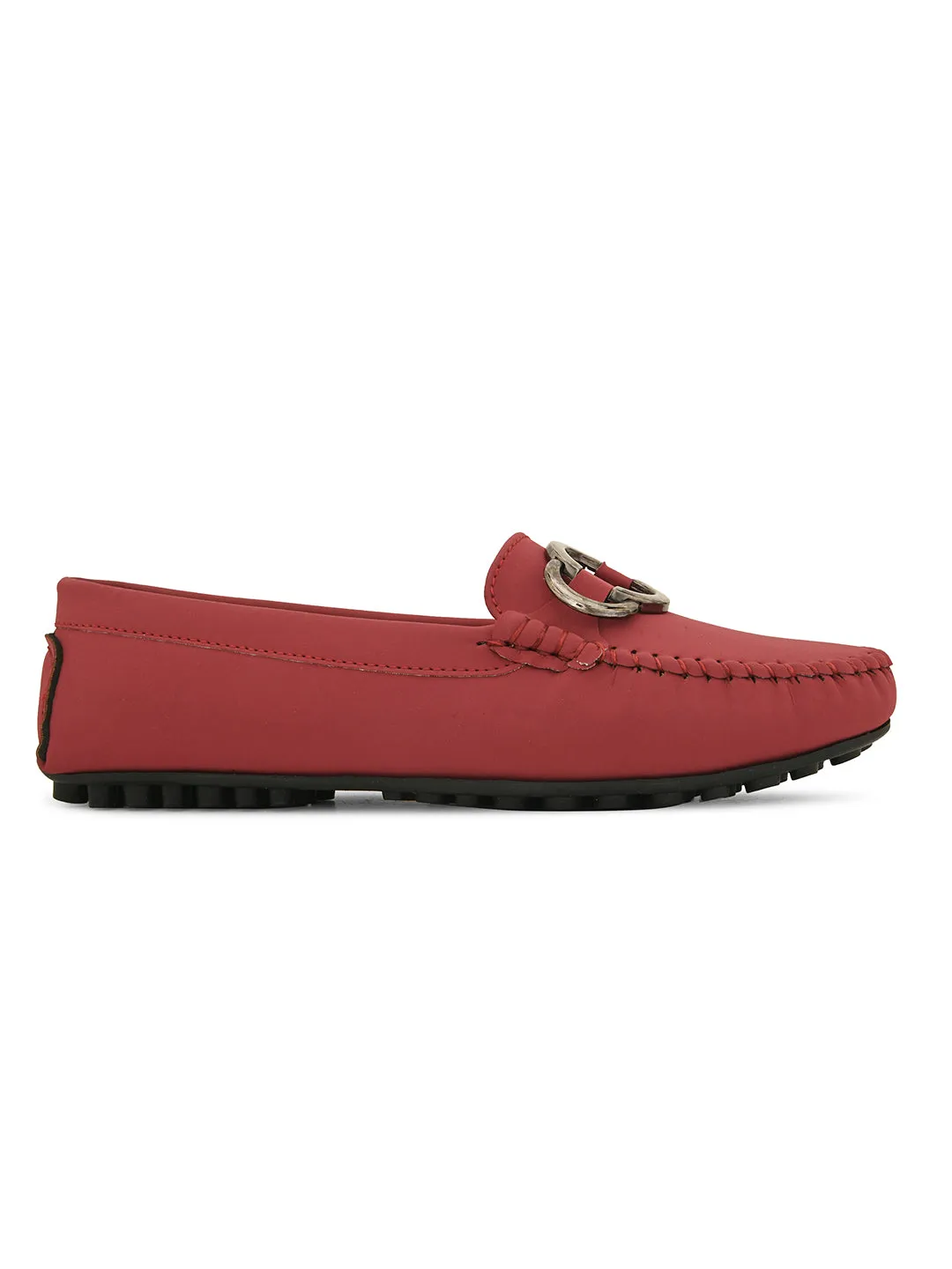 Women Solid Loafers With Metal Detailing