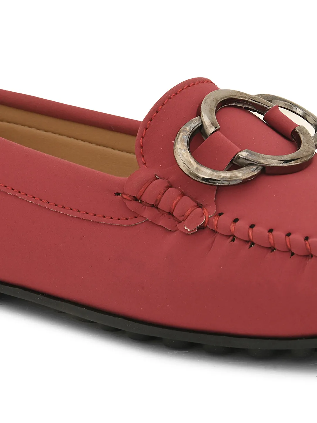Women Solid Loafers With Metal Detailing