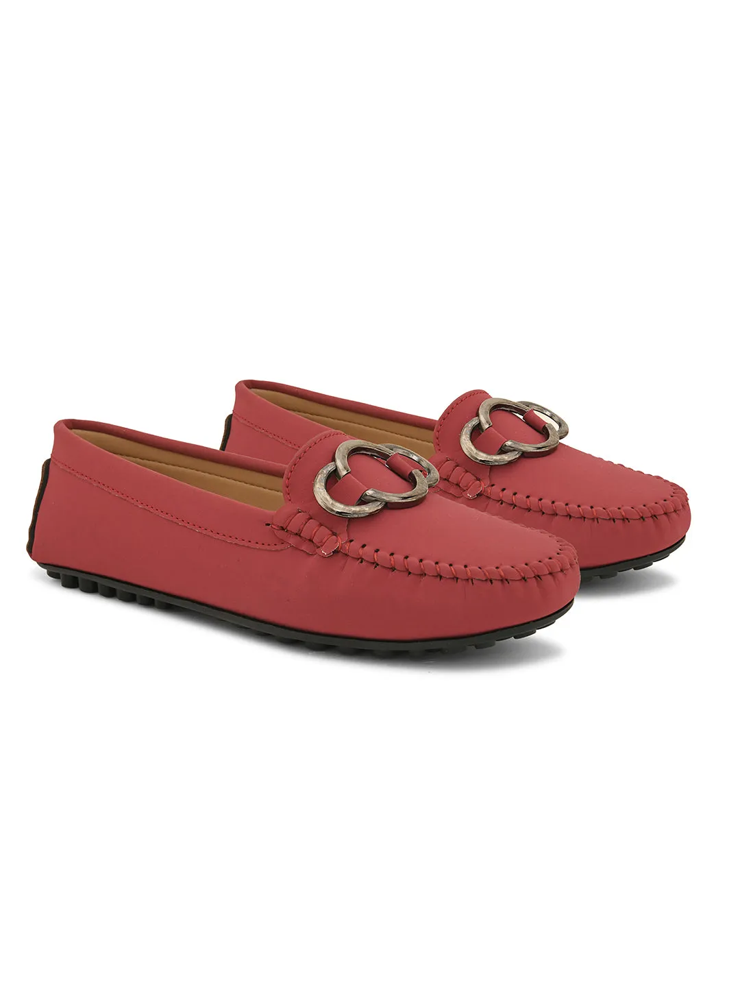 Women Solid Loafers With Metal Detailing