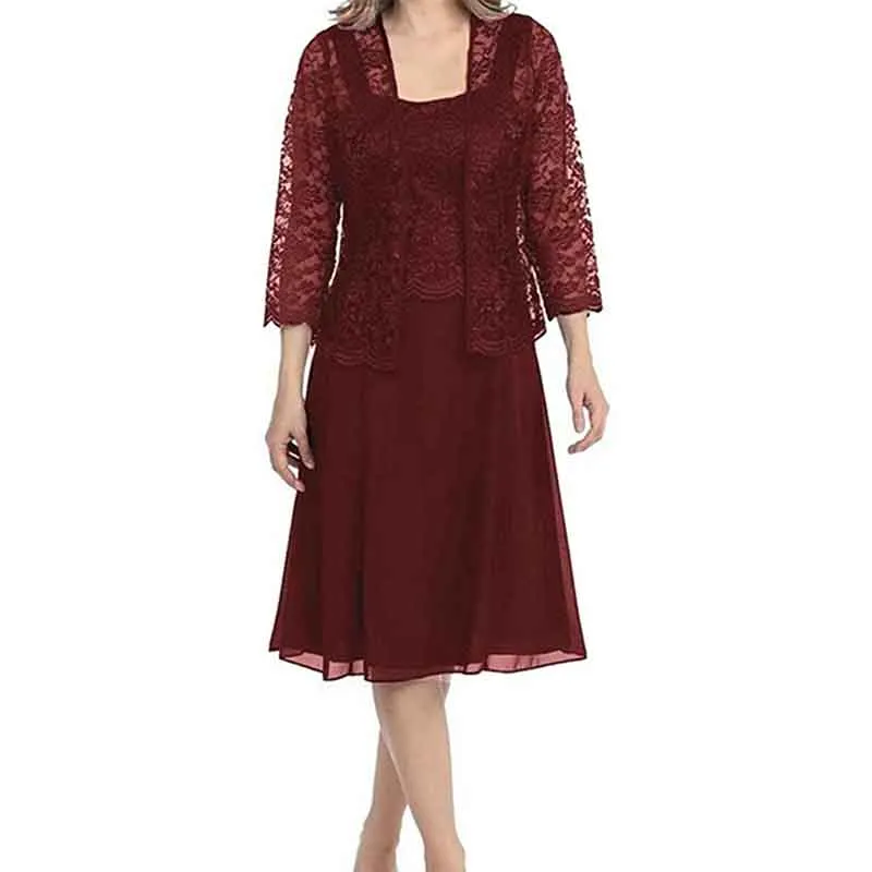 Womens Lace Mother of The Bride Dress Formal Maxi Dress with Jacket