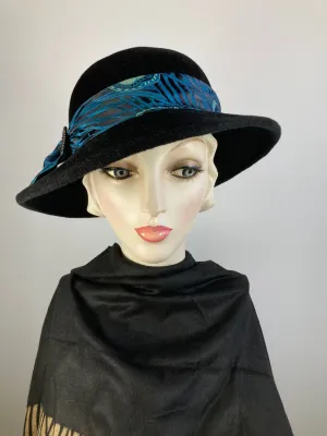 Women's Menswear Warm Wool Felt Hat in black for Winter. Ladies Winter Fedora Hat, What a Great Hat. Timeless Classic black medium brim hat