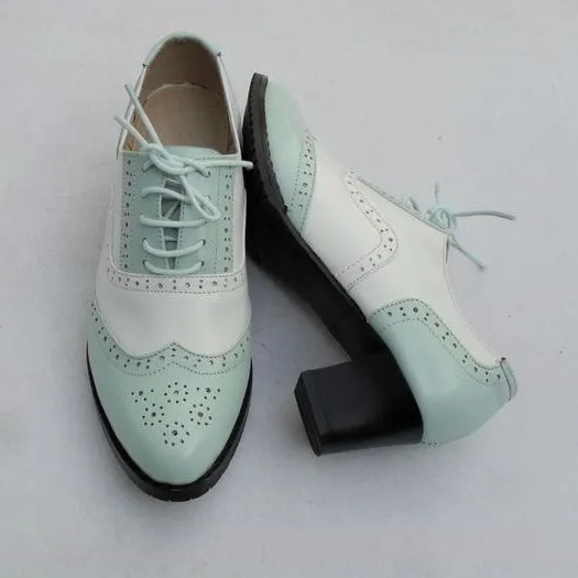 Women's Mint Green & White Oxford Brogues