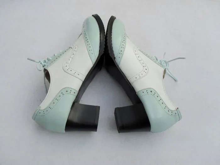 Women's Mint Green & White Oxford Brogues
