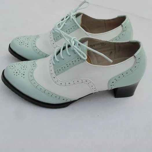 Women's Mint Green & White Oxford Brogues