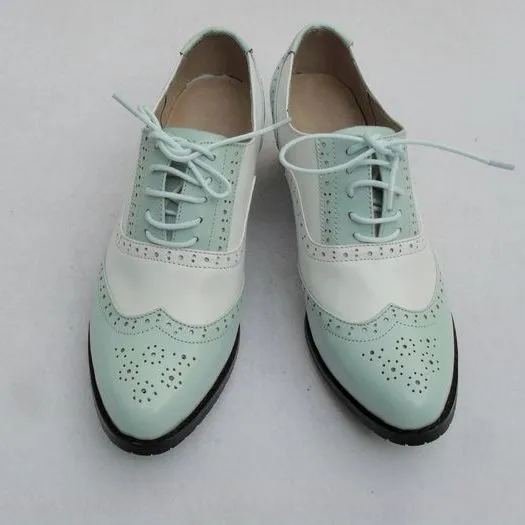 Women's Mint Green & White Oxford Brogues