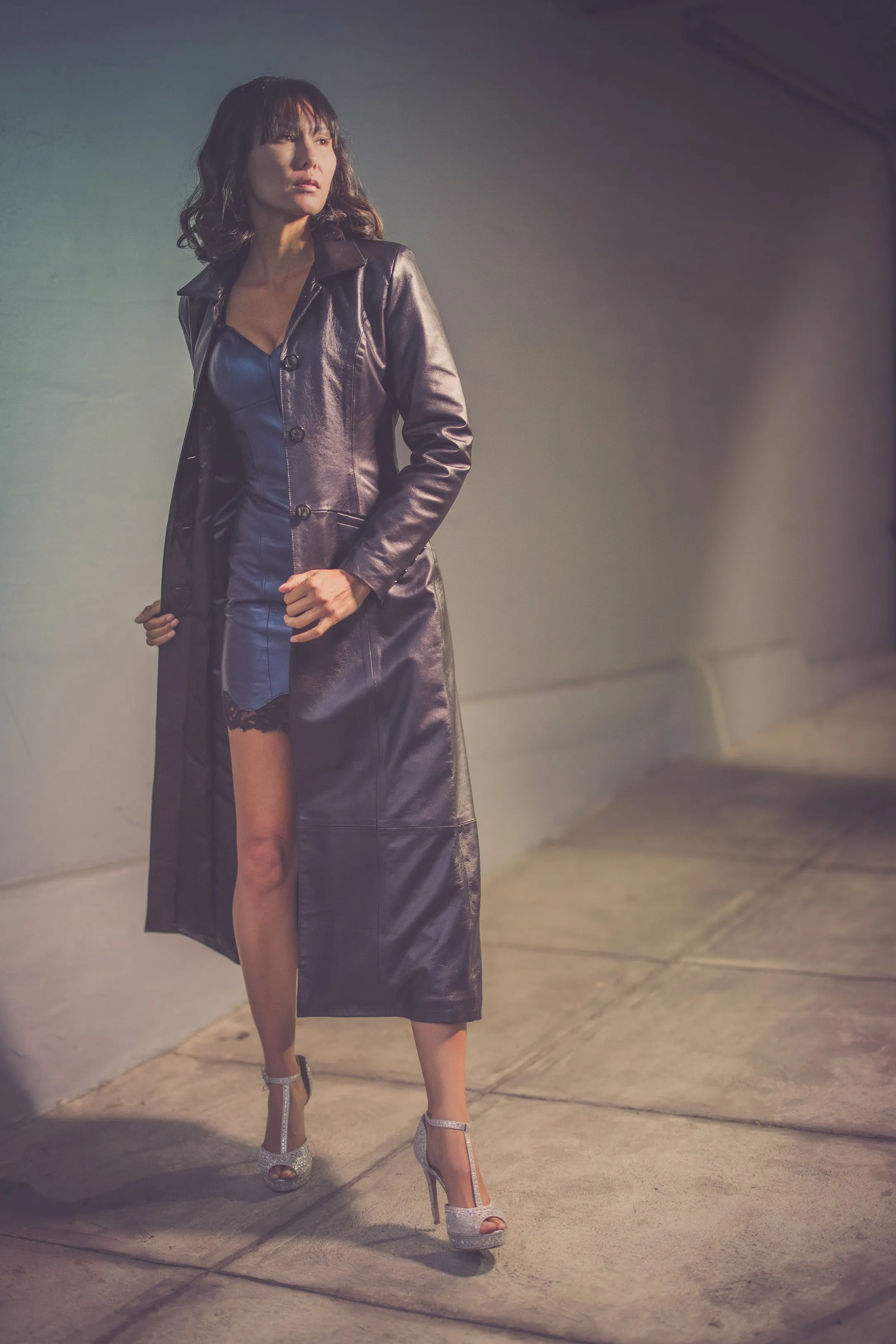 Women's West Coast Leather and Lace Dress