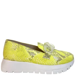 Wonders Lime Python Slip On Shoes