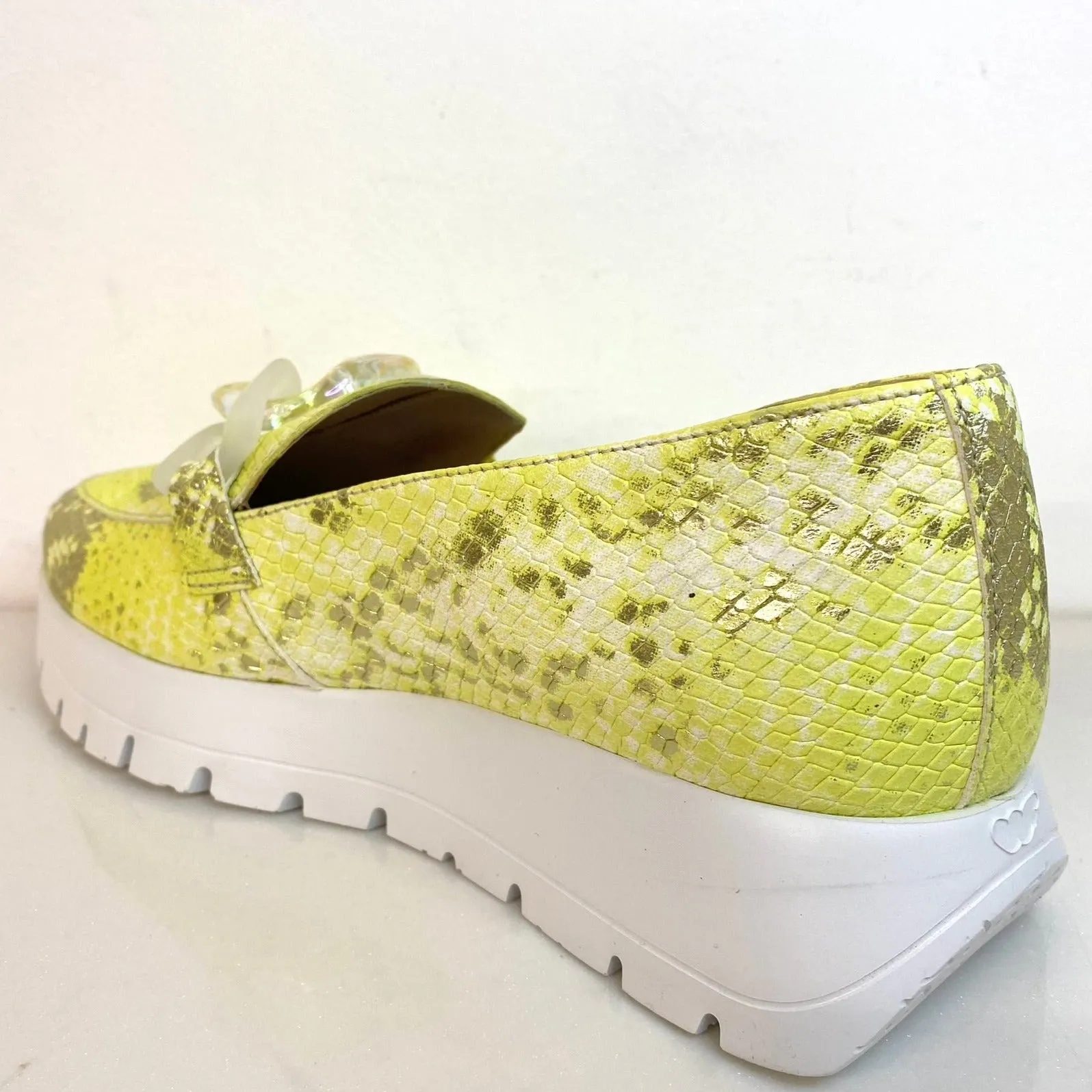 Wonders Lime Python Slip On Shoes