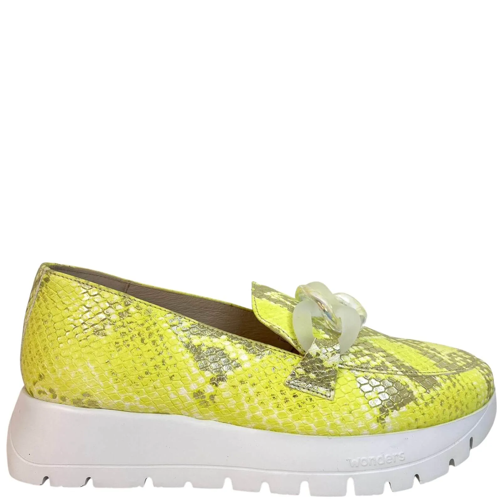 Wonders Lime Python Slip On Shoes