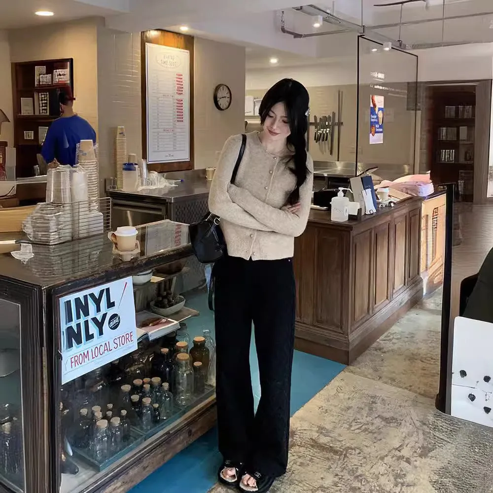 XIEYINSHE New Spring and Autumn New Korean Edition Fashion Simple Knitted Cardigan Femininity Commuter Crew Neck Single-breasted Sweater Jacket