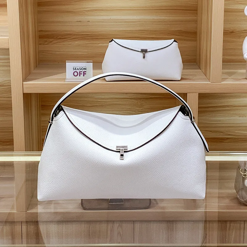 xieyinshe Niche High-Grade T Shape Lock Large Capacity Shoulder Messenger Bag All-Match Commuter Bag Handbag Underarm Bag Women